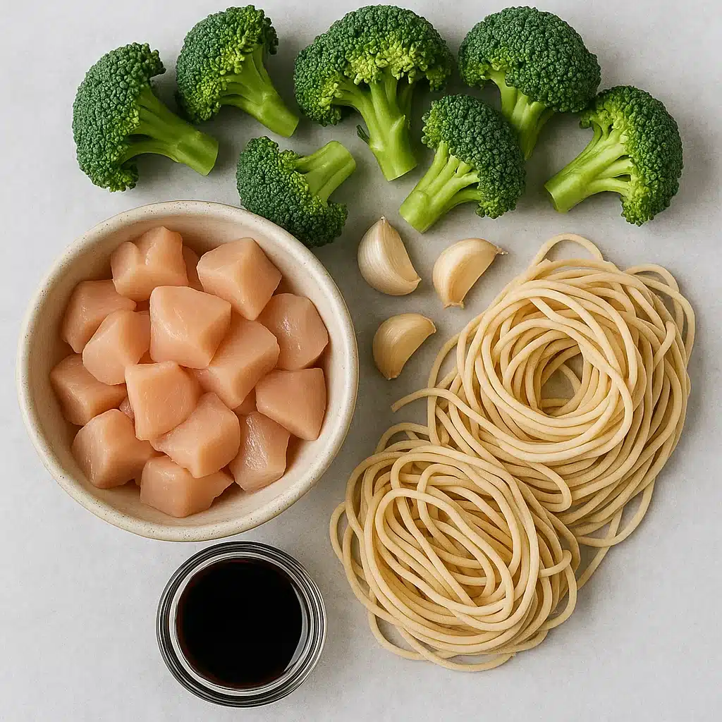  Ingredients for chicken and broccoli stir fry with noodles
