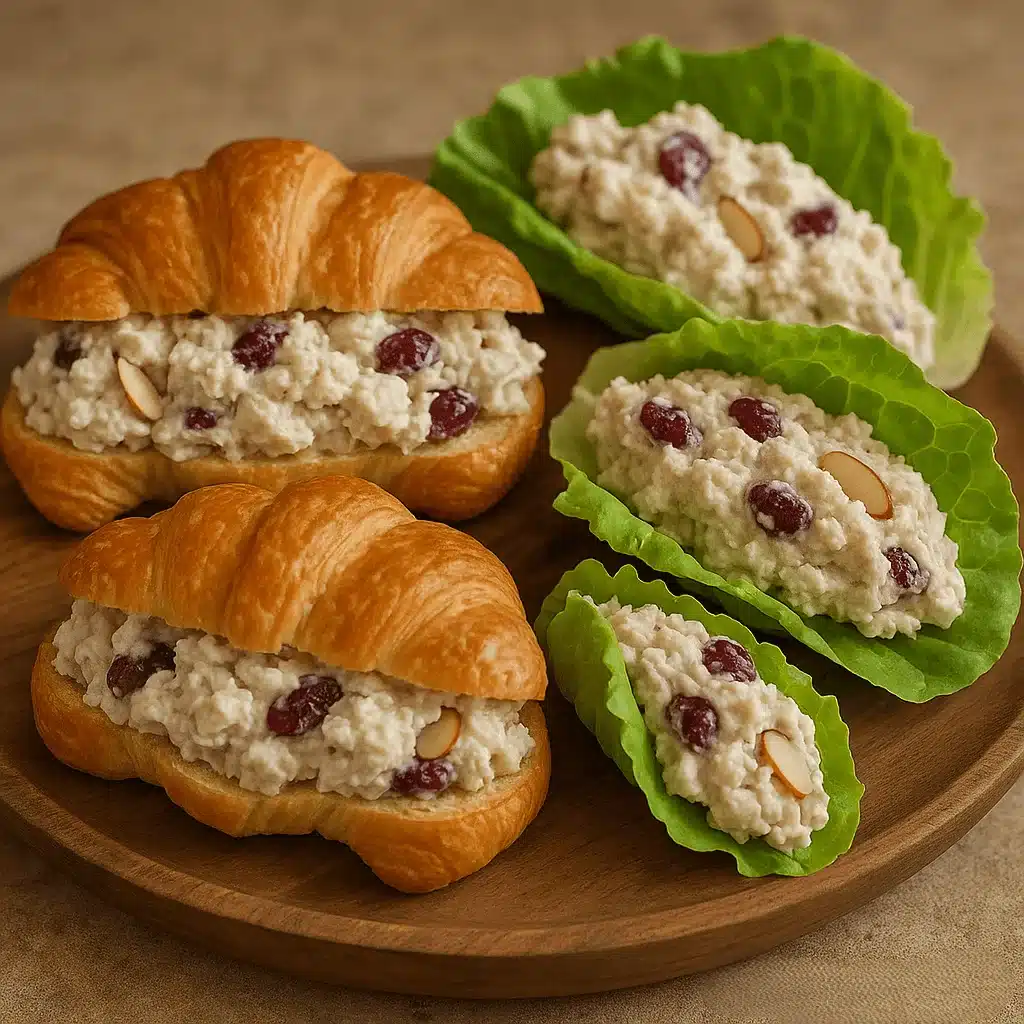 Delicious ways to serve Aldi chicken salad. aldi chicken salad croissant sandwich