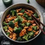 chicken and broccoli stir fry Chinese with sesame seeds