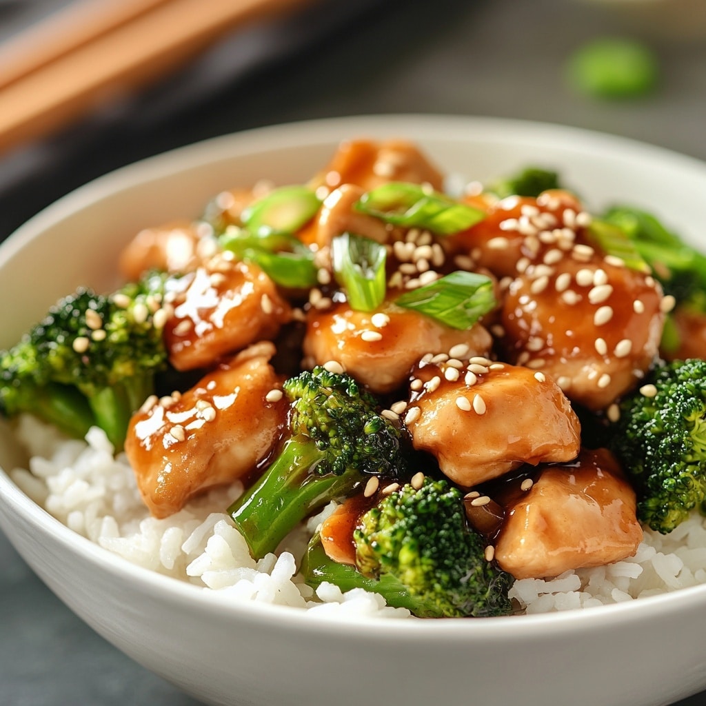 chicken and broccoli stir fry Chinese over jasmine rice