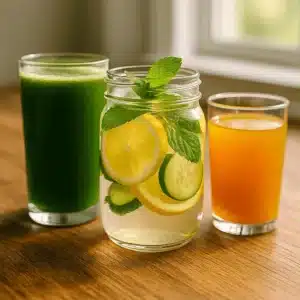 Homemade hooper detox drinks with fresh, healthy ingredients