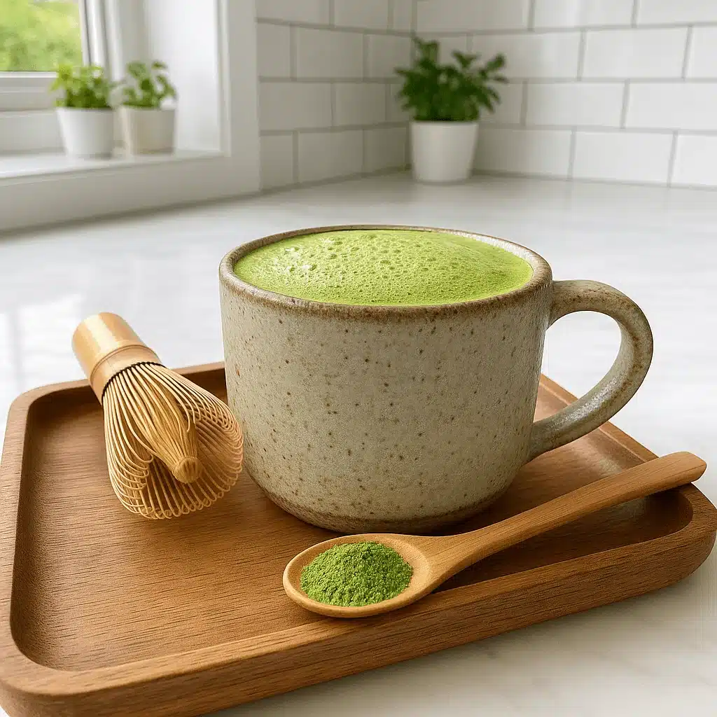 Japanese Mounjaro tea with lemon and ginger in a glass for weight loss