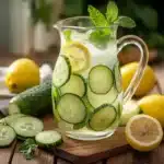 Natural zepbound drink recipe with cucumber, lemon, and mint