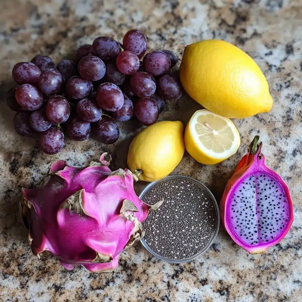 Fresh ingredients used in the purple peel drink recipe ingredients for purple peel exploit recipe
