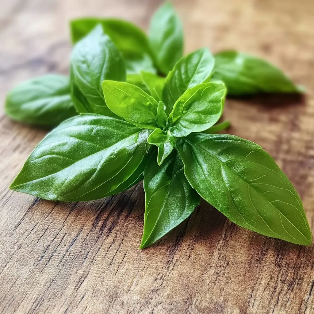 Thai basil adds authentic flavor Fresh Thai basil used in stir fry