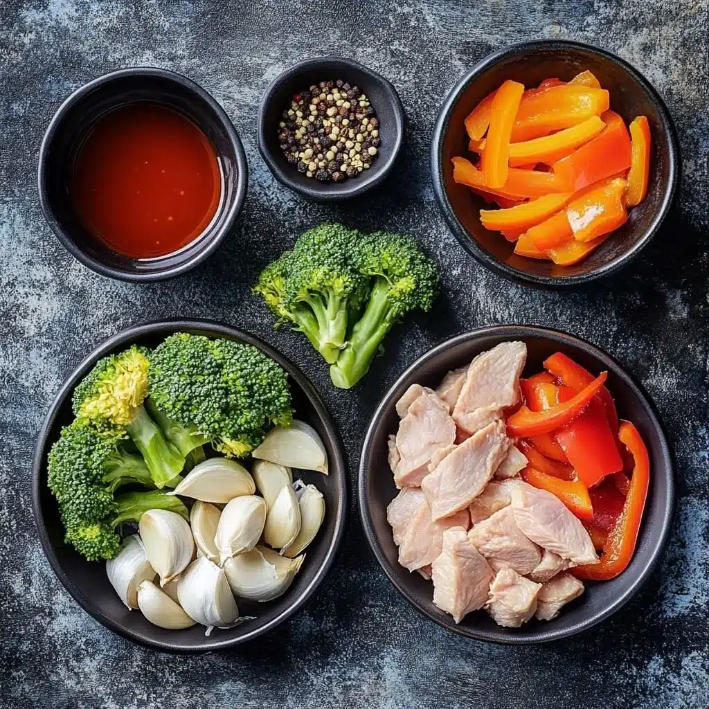 Everything you need to make Thai chicken stir fry Ingredients for Thai chicken and vegetable stir fry