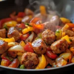 aldi chicken sausage cooking in skillet