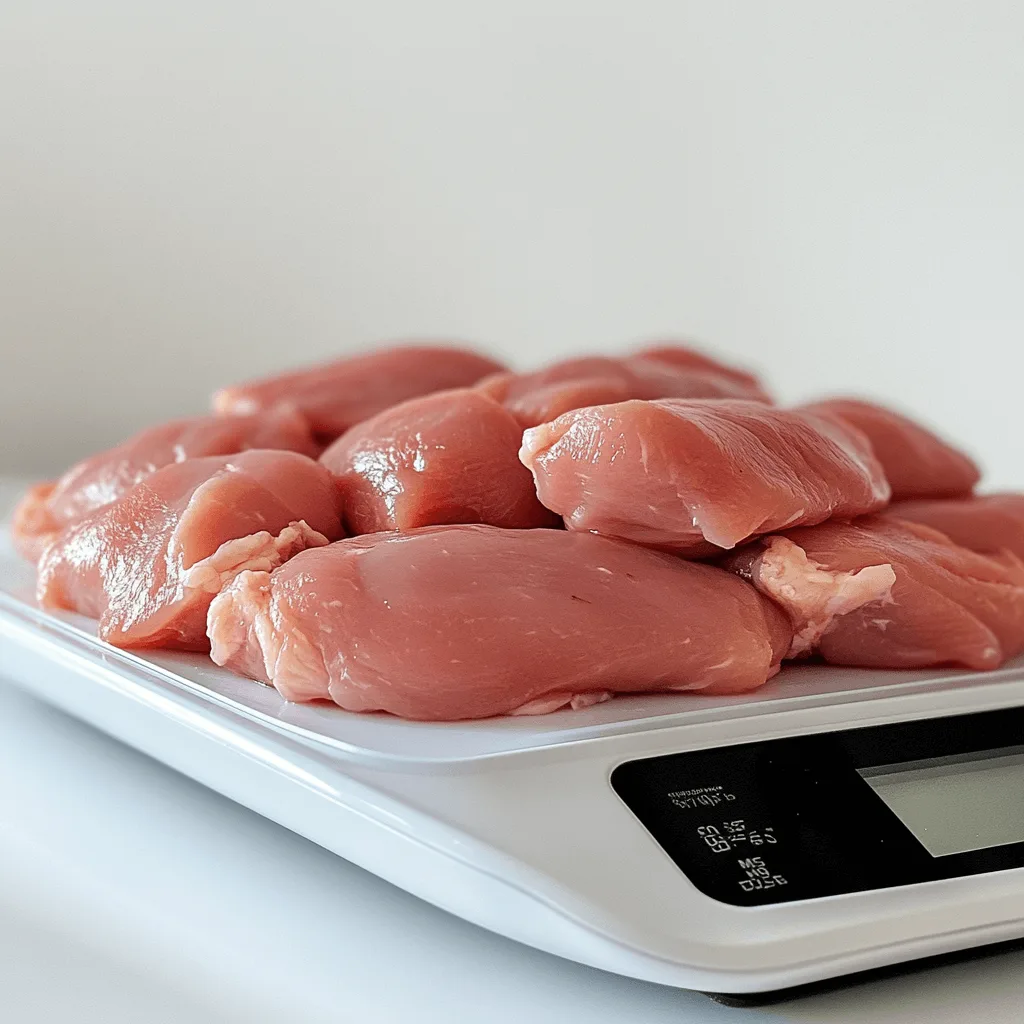Weighing raw chicken tenderloin calories