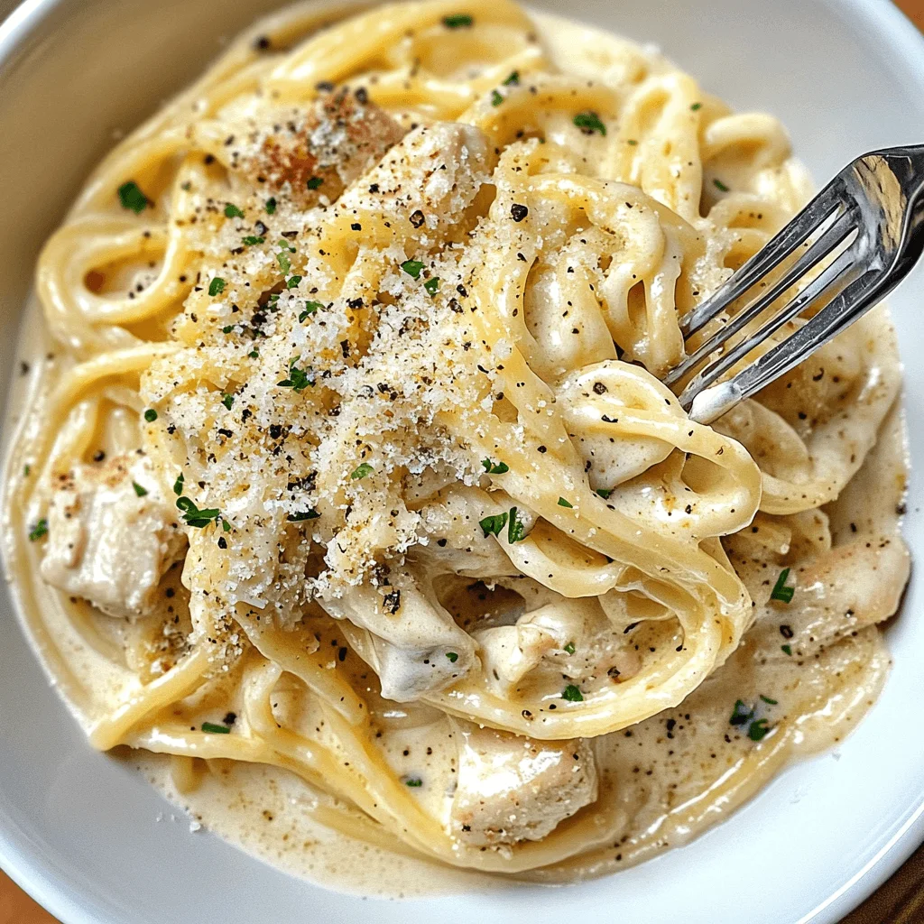 chicken-carbonara-recipe-featured.jpg Creamy chicken carbonara recipe close-up in white bowl